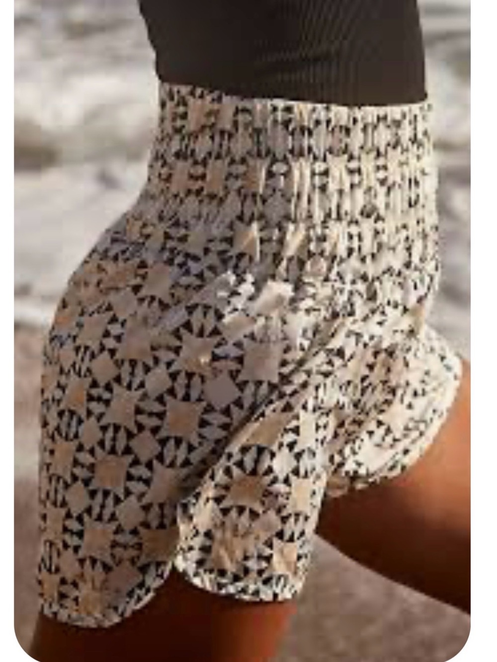Free People Black and White Geo-Print High Waist Shorts